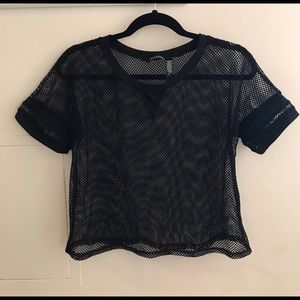 Fishnet mesh Crop Tee